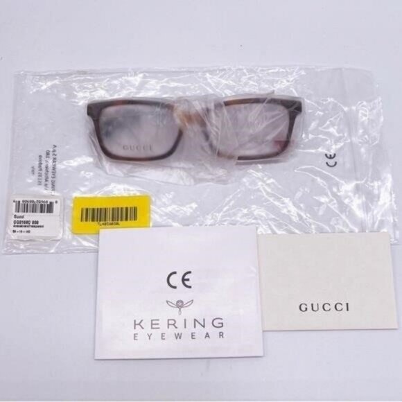 Authentic- New - Gucci GG 0168O 008 Havana EyeglassBlue Red Temple Ti… - Picture 7 of 11